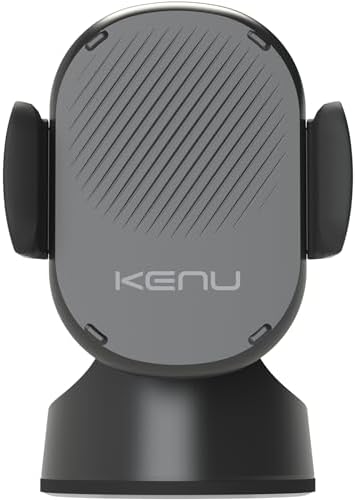 Kenu Airbase Wireless Car Phone Mount & Charger – Versatile Qi Fast-Charging Holder for Dashboard, Windshield, and Desk – 360-Degree Pivot & Secure Suction Cup Design for i Phones, Samsung, and Android Devices – Effortless One-Handed Use for Safer Driving