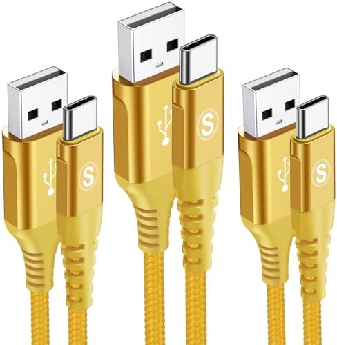 sweguard Premium USB Type C Charger Cable Trio – Versatile 3-Pack (6.6 ft, 3.3 ft, 1.5 ft) for i Phone 16, Samsung Galaxy S24, and Universal Devices – Fast Charging Nylon Braided Cords for Enhanced Durability and Performance – Ideal for Home, Office, and Travel