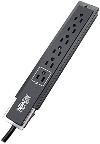 Tripp Lite 6-Outlet Surge Protector Power Strip with 6 ft Cord – Ultimate Protection for Electronics, Right-Angle Plug Design, Tel/Fax/Modem Safety, $75 K Insurance Coverage, EMI/RFI Filtering for Enhanced Performance and Reliability