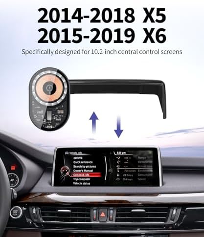 Wireless charging car phone holder For 2019-2023 BMW The X5 / 2020-2023 BMW X6 /2019-2022 BMW X7 Accessories 12.3-inch Screen Fixed Clip,360° Rotation car phone mount Compatible with MagSafe – Enhanced Compatibility and Speed
