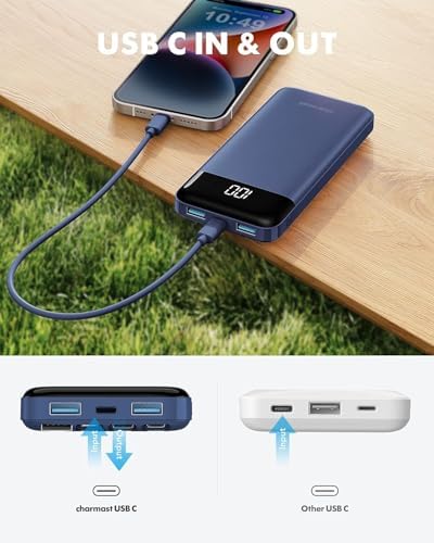 Sleek 10,000 m Ah Multi-Device Portable Charger with Built-In Cables – High-Speed 3 A Power Bank for i Phone, Samsung, Pixel, LG, Moto, i Pad – Ultimate Travel Essential with 6 Outputs for Effortless Charging on the Go