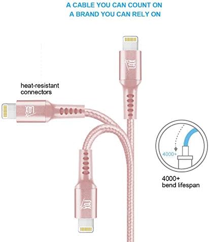 LAX MFi Certified Lightning Cable for i Phone & i Pad – 6 ft Durable Braided USB Cord with Fast Charging Capability for Enhanced Performance and Compatibility Across All Devices
