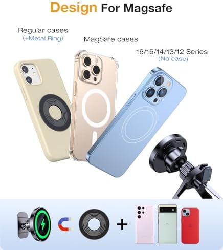 2025 Ultra Magnet 15 W Wireless Car Charger – Advanced Mag Safe Phone Holder for i Phone 12-16 with Hands-Free Magnetic Mount – Effortless Navigation & Rapid Charging Solution – Secure Vent Installation for Modern Drivers – Ultimate Safety & Convenience on the Go