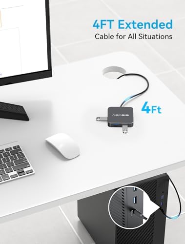 Revolutionize Your Workspace with the 4 FT USB C Hub – 10 Gbps Multiport Adapter Featuring 4 K HDMI Output and 100 W Power Delivery for Mac Book, Dell, Lenovo & i Pad Pro – Ultimate Connectivity with Versatile USB A3.1 Ports for Fast Data Transfers and Seamless Device Integration
