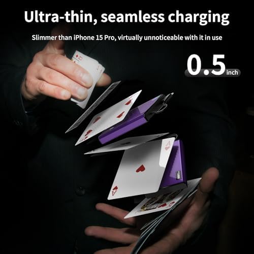 Ultra-Slim Magnetic Power Bank – 10,000 m Ah Portable Charger with Built-In Cable for i Phone 15/14/13/12 – Fast 20 W USB-C Two-Way Charging, Lightweight & Compact Design in Stylish Gray – Essential Travel Power Solution