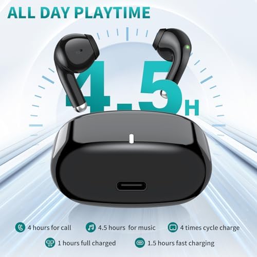 Revolutionary True Wireless Earbuds with Advanced Bluetooth 5.3 Technology – Unmatched Noise-Canceling Earphones Compatible with i Phone 16 Pro Max & Samsung Galaxy S25 – Lightweight Ergonomic Design, Superior HD Microphone, and Extended Battery Life for Ultimate Audio Freedom