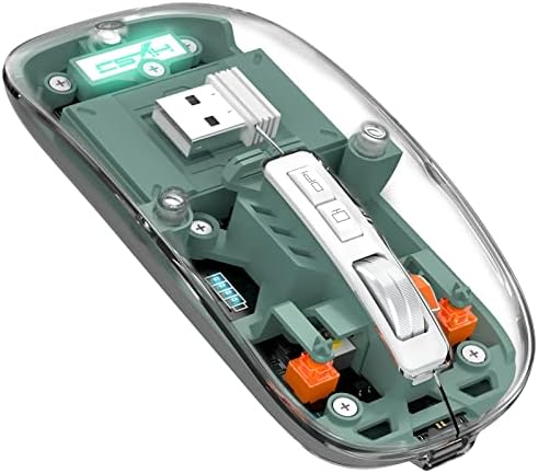 Sleek A.JAZZ Wireless Bluetooth 5.1 & 2.4 G Mini Mouse – Lightweight, Rechargeable, and Silent for Ultimate Focus in Office, PC, Mac, and i Pad Use – Stylish Transparent Design with Nano USB-C Receiver for Enhanced Compatibility and Performance