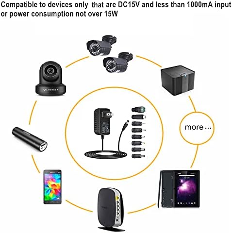Guan Ting Universal 12 V 2 A Power Supply Adapter – High-Efficiency AC to DC Charger with 8 Interchangeable Tips for Maximum Flexibility – Compact 24 W Converter for Rapid Charging and Enhanced Device Compatibility