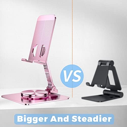 360 Rotatable Foldable Phone Stand for Desk,Fully Adjustable Desktop Phone Holder Cradle Dock Compatible with iPhone 16 15 14 13 12 11 Pro Max,Tablets,All Phones(Pink) – Enhanced Compatibility and Speed