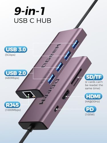 Unlock Seamless Connectivity with the QGee M 9-in-1 USB C Hub – The Ultimate Multi-Port Adapter for High-Speed Data Transfer, 4 K HDMI Output, and 100 W Power Delivery – Perfectly Compatible with Mac Book Pro, Air, i Pad, Dell, HP, Lenovo, and Chromebook – Compact, Stylish Blue Design for On-the-Go Professionals and Creatives