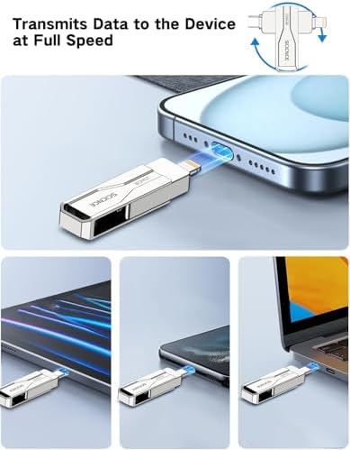 Unleash Your Digital Freedom with the SCICNCE 512 GB Flash Drive: Effortless Plug and Play Memory Stick for i Phone, i Pad, Android, and PC – Ultimate Storage Solution for Photos, Videos, and Documents in Sleek Metal Silver Design – Fast Transfers, No App Required, Perfect for On-the-Go Backup