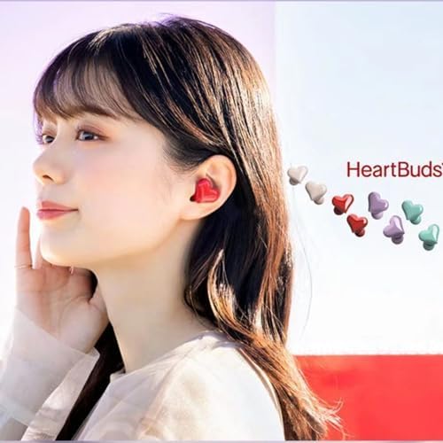 Dpofirs Heart-Shaped Bluetooth Earbuds – Lightweight Stereo Headphones with Active Noise Canceling, Premium Sound Quality, and Customizable Fit – Includes Charging Case and 6 Ear Tips for Ultimate Comfort and Compatibility
