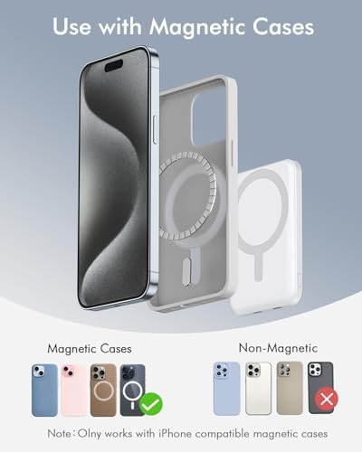 Podoru Mag Safe 5000 m Ah Portable Power Bank – Wireless Magnetic Charger with 20 W PD Fast Charging for i Phone 12 to 16 Series – Sleek, Lightweight Design for Effortless On-the-Go Charging – Includes Type-C Cable for Enhanced Versatility and Compatibility