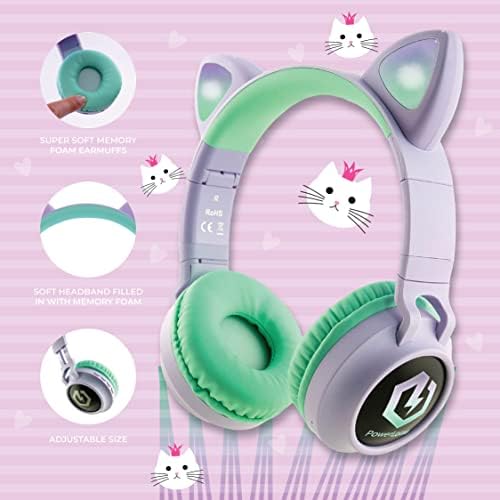Kid-Friendly Bluetooth Headphones with LED Lights – Safe 85 d B Volume Limit for Young Ears, Foldable Design for Travel Ease, Micro SD Card Playback, Integrated Mic for Calls – Perfect Wireless Audio for Kids’ Adventures and Learning