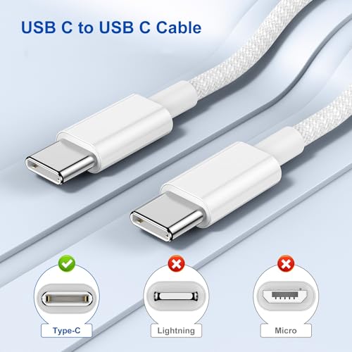 10-Foot USB C to USB C Fast Charging Cable – Durable Nylon Braided Charger for i Phone 15 Pro Max, Mac Book, i Pad, and Samsung Galaxy – Enhanced Speed & Universal Compatibility for Effortless Charging and Data Transfer