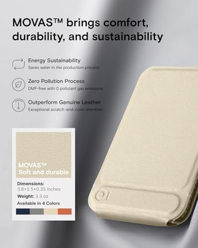 MOFT Phone Stand, Magnetic Phone Tripod Stand Stain-Resistant MOVAS Leather & Angle Adjustment & Strong Magnets Tripod for iPhone 16/15/14/13/12 (Included Metal Ring)-Misty Cove – Enhanced Compatibility and Speed