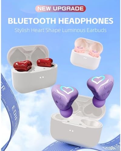 Yoidesu Heart-Shaped Bluetooth Earbuds – Chic Red Design with Superior Noise Cancelling and Hi-Fi Stereo Sound, Ideal Gift for Music Lovers and Trendsetters, Portable Charging Case for Effortless Audio Enjoyment on the Go