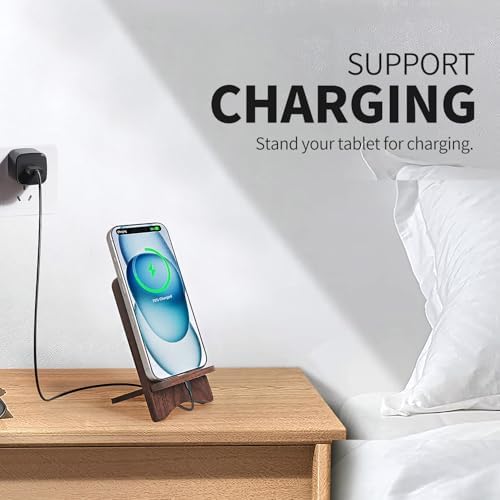 Versatile Solid Wood Phone Stand – Premium Desktop Holder for All Phone Types, Non-Slip Design with Sleek Black Finish, Ideal for Home & Office Use, Enhancing Productivity and Style
