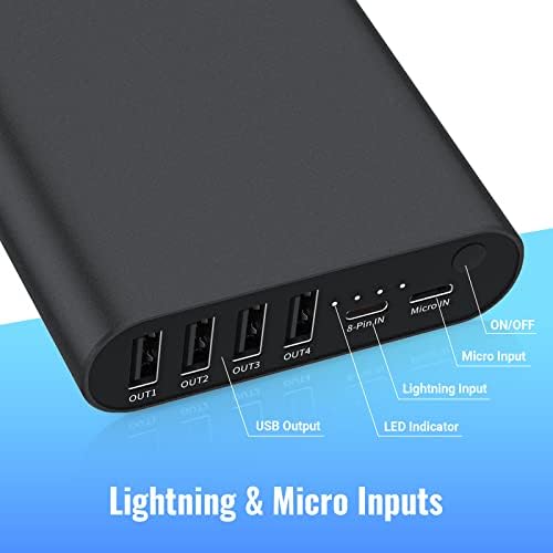 Ultimate BONAI 20000 m Ah Portable Power Bank – Sleek Aluminum Polymer Charger with 4 USB Outputs & Dual Input for Rapid Recharging – Ideal for Camping, Travel, and Daily Use – Universal Compatibility with i Phone, i Pad, Smartphones, and Tablets – Stay Charged Anywhere