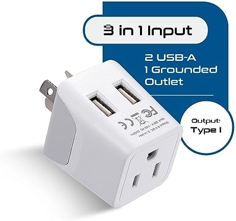 Compact Dual USB Travel Adapter for Effortless Charging in Australia, New Zealand, and China – Essential Type I Plug for Phones, Tablets, and Cameras – Quick Charge Capability with Universal Compatibility for Hassle-Free Global Adventures