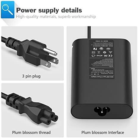 High-Performance 65 W USB-C Laptop Charger for Dell Chromebooks – Fast, Reliable Power Supply for Models 3100, 3300, 3380, 3400, 3500, 5190, 5300, 5400, 7200, 7300 – Compact & Travel-Friendly Design with Advanced Safety Features – Perfect for On-the-Go Professionals and Students – CE, FCC, and Ro HS Certified for Ultimate Peace of Mind – 24/7 Customer Support and 12-Month Warranty for Hassle-Free Experience