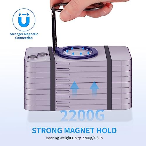 Mag Safe Magnetic Phone Ring Holder Stand – 2-in-1 Adjustable Grip and Kickstand for i Phone 16/15/14/13/12 Series – Enhanced Magnetic Strength with Removable Design for Easy Wireless Charging – Ultimate Compatibility and Convenience – 360° Rotation & 180° Adjustable Arms for Portrait and Landscape Viewing – Secure Finger Grip Reduces Drop Risk – Perfect for Hands-Free Use While Cooking or Streaming – Premium Zinc Alloy Construction for Durability and Stability – Ideal Accessory for Everyday Use and Connectivity