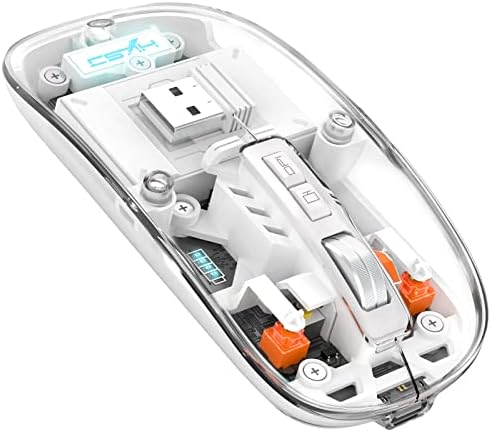 Sleek A.JAZZ Wireless Bluetooth 5.1 & 2.4 G Mini Mouse – Lightweight, Rechargeable, and Silent for Ultimate Focus in Office, PC, Mac, and i Pad Use – Stylish Transparent Design with Nano USB-C Receiver for Enhanced Compatibility and Performance