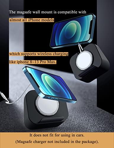 Phone Wall Mount for Magsafe Charger Compatible with Phone Holder Fit for iPhone 12/12 Pro/13 Pro Max Magsafe Accessories (Charger Not Included) (Black) – Enhanced Compatibility and Speed