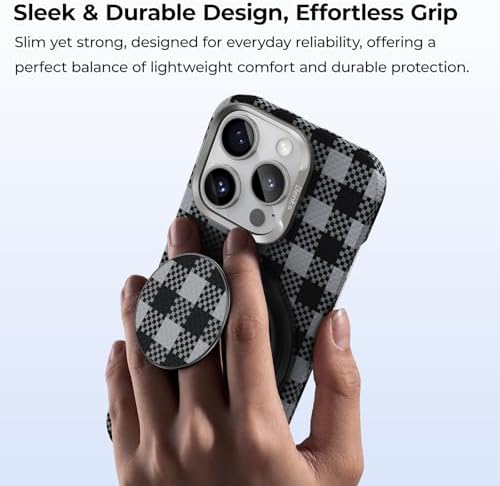 Revolutionize Your i Phone Experience with BENKS Armor Pop Magnetic Grip & Stand – 360° Rotatable Kevlar Phone Holder for Mag Safe, Perfectly Compatible with i Phone 16/15/14/13/12 Series, Ultimate Stability and Style for Everyday Use