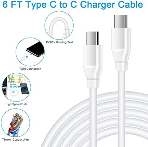 40 W Dual Port USB C Charger Box for Google Pixel & Samsung Galaxy Devices – Fast Charging Power Adapter with 6 FT Type C Cable for Seamless Connectivity and Enhanced Compatibility – Ideal for Home and Travel Use