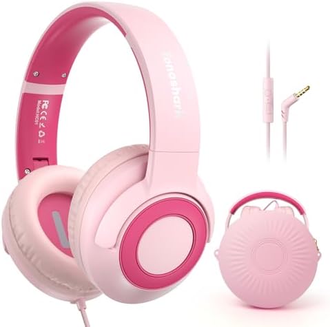 Comfortable Pink Headphones for Kids with Microphone – Safe Listening Technology at 85/94 d B, Foldable & Portable for School and Travel, Includes Stylish Carrying Case – Ideal for Young Girls Who Love Music and Learning Comfortable Pink Headphones for Kids with Microphone – Safe Listening Technology at 85/94 d B, Foldable & Portable for School and Travel, Includes Stylish Carrying Case – Ideal for Young Girls Who Love Music and Learning