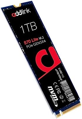 Unleash Gaming Excellence with Addlink S70 Lite 1 TB SSD – Blazing 3200 MB/s Speeds, M.2 2280 PCIe 3.0 NVMe Storage for Gamers & Creators, Built-In 3 D NAND Technology for Unmatched Reliability and Performance Boost