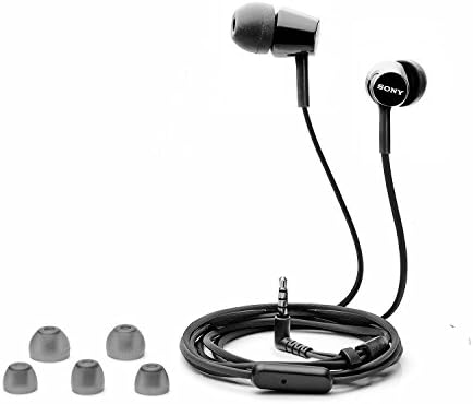 Sony MDREX155 AP Wired In-Ear Earbuds with Integrated Microphone – Lightweight Design for Ultimate Comfort and Versatility in Black, Perfect for Music and Phone Calls, Enhanced Neodymium Drivers for Rich Sound Quality