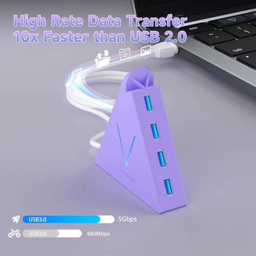 Elevate Your Connectivity with the Stylish Pink USB C Hub – 4 USB 3.0 Ports and 2 FT Extension Cables for Seamless Integration with i Pad Pro, Mac Book Pro, Surface & More – Ultimate Performance Meets Chic Design!