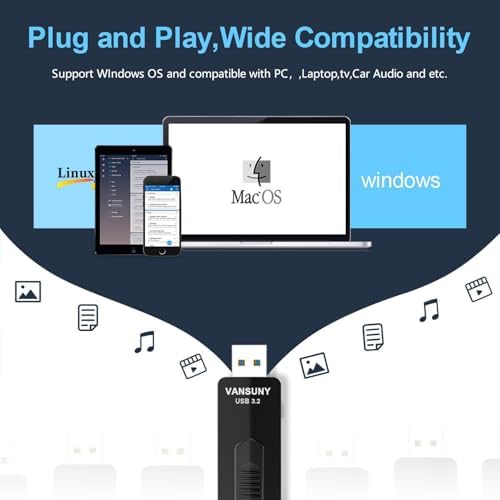 Vansuny 128 GB USB 3.2 Flash Drive – Ultra-Fast 400 MB/s Transfer Speed, Retractable Metal Thumb Drive for Seamless Data Management, Ideal for Professionals and Students, High-Performance Portable Memory Stick, Compatible with PCs and Laptops