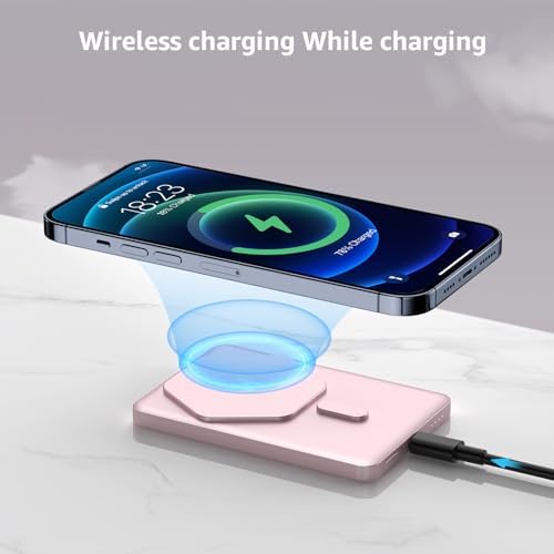 Ultra-Thin Magnetic Wireless Power Bank 5000 m Ah – 20 W Fast Charging Portable Charger for i Phone 16/15/14/13/12 Series – Effortless Snap-On Connection & USB-C Compatibility for On-the-Go Power Solutions