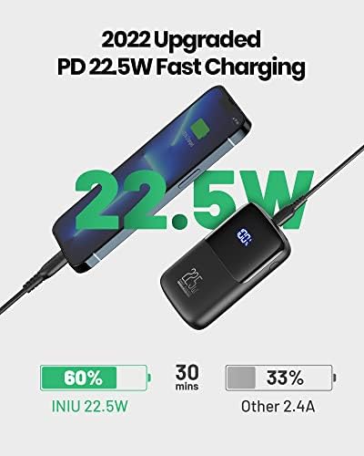 INIU 10,000 m Ah Ultra-Compact Power Bank – Smallest 22.5 W Fast Charger with Dual USB-C Inputs/Outputs, Triple Device Charging, & Integrated Phone Holder – Ultimate Compatibility with i Phone 16/15/14/13/12, Samsung S23, Google Devices, & More – Perfect for Travel & Daily Use