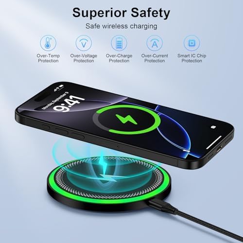 Samsung S25 Plus Fast Wireless Charging Pad – 15 W Multi-Device Charger for Galaxy S25 Ultra, S24, S23, i Phone 16/15, Pixel 9 Pro & Moto Razr/Edge 2024 – Sleek Design with 18 W Adapter for Enhanced Power Delivery and Universal Compatibility – Safe, Efficient Charging Solution for Home and Office