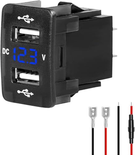 Levigo Dual Port USB Car Charger – 5 V 4.2 A Fast Charging Solution with LED Voltage Meter for Honda Vehicles – Compact 12/24 V Compatibility, Enhanced Safety Features, and Efficient Device Charging for Road Trips and Commutes