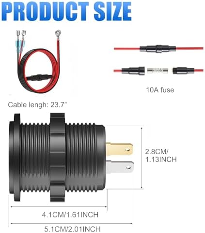High-Performance 12 V USB C Car Outlet Adapter with PD 30 W & QC 18 W Ports – Waterproof Cigarette Lighter Replacement with LED Digital Voltmeter for Boats, Trucks, RVs, and Golf Carts – Ultimate Charging Solution for On-the-Go Devices