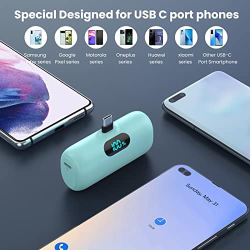 Ultra-Compact 5000 m Ah Power Bank – High-Speed USB-C Mini Portable Charger with LCD Display, Perfect for i Phone 16/15 Series & Android Devices – Lightweight Battery Pack for Travel and Daily Use, Enhanced Compatibility & Fast Charging Solutions