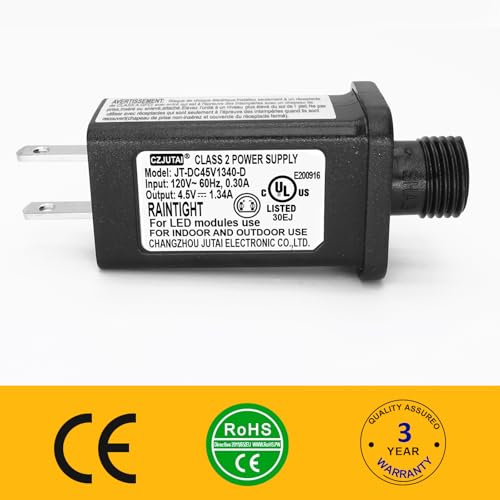 High-Performance 4.5 V Outdoor Power Supply Transformer for CZJUTAI JT-DC045 V1333-C – Reliable Adapter for Christmas Lights, Projectors & Lawn Decor – IP44 Waterproof for All-Weather Use, 6 W Efficiency Guarantees Brilliant Holiday Displays, Enhance Your Seasonal Ambiance with Trusted Power Solutions