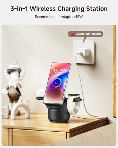 Revolutionary 3-in-1 Wireless Charger for Samsung Galaxy Devices – Ultra-Fast Charging Station for S25/S24/S23/S22/Z Flip7/Fold7, Galaxy Watch 7/Ultra/6/5, and Galaxy Buds 3/Pro – Streamlined Power Solution with Enhanced Compatibility and Sleek Design for Effortless Device Management