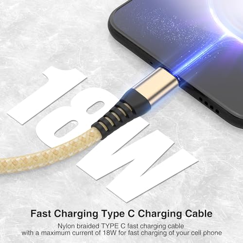 High-Speed Braided USB A to Type C Charger Cable Set – 5 Pack of 6 ft Fast Charging Cables for Samsung Galaxy S Series, Note Series, and Moto G Series – Durable Dark Gray Design for Maximum Flexibility and Compatibility