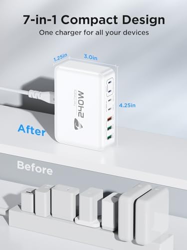 Powerful 240 W USB-C Charging Hub – Ultra-Compact 7-Port Ga N Charger for Fast Multi-Device Charging – Perfect for Mac Book Pro, i Phone, and Samsung Laptops – Efficient, Safe Power Solution for Home, Office, and Travel Adventures