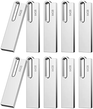 Aiibe 64 GB Flash Drive 5 Pack – Premium Metal USB 2.0 Memory Sticks, Waterproof & Portable Keychain Design for Effortless File Sharing and Secure Data Storage – Ideal for Home and Office Use