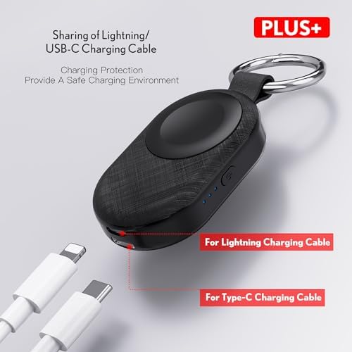 Compact PZOZ Wireless Travel Charger for Apple Watch – 1200 m Ah Fast Charging Power Bank with Keychain Design, Compatible with Series Ultra, 10, 9, 8, 7, 6, 5, 4, 3, 2, SE – Essential Portable Power Solution for On-the-Go Professionals and Fitness Enthusiasts in Sleek White Finish