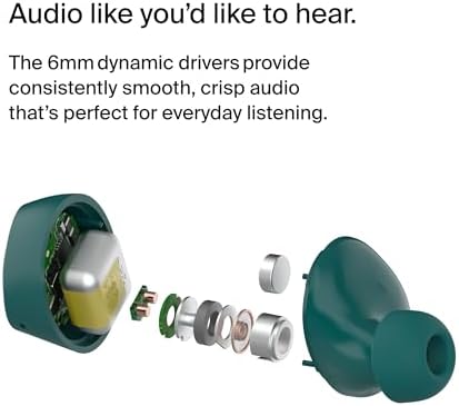 Belkin Sound Form Bolt True Wireless Earbuds – Unmatched 28-Hour Battery Life, IPX4 Water & Sweat Resistance, Effortless Wireless Charging, USB-C Compatibility – Stylish Teal Earbuds for Active Lifestyles and Superior Audio Quality