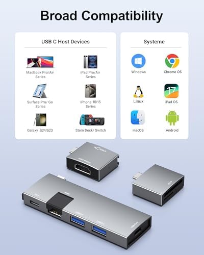 Maximize Your Mac Book’s Potential with the NXPGKEA 8-in-2 USB C Hub – Dual 4 K HDMI Outputs for Stunning Displays, High-Speed USB-A Ports for Effortless Data Transfers, and Micro SD/SD Card Readers for Instant File Access – Ideal for Mac Book Pro, Air M1/M2/M3, Dell XPS, Lenovo Think Pad, and HP Laptops – Compact, Durable Hub for Professionals on the Move