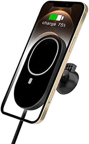 Reiko Black Magnetic Wireless Car Charger Mount – Fast 15 W Charging, 360° Rotation, Universal Smartphone Compatibility, Sleek Design for Effortless Navigation and Secure Attachment